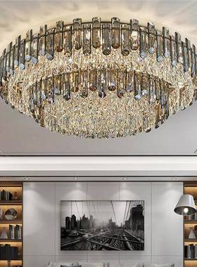 圆形水晶灯客厅灯吸灯大奢厅主53316餐厅展厅202顶5年新款轻灯灯