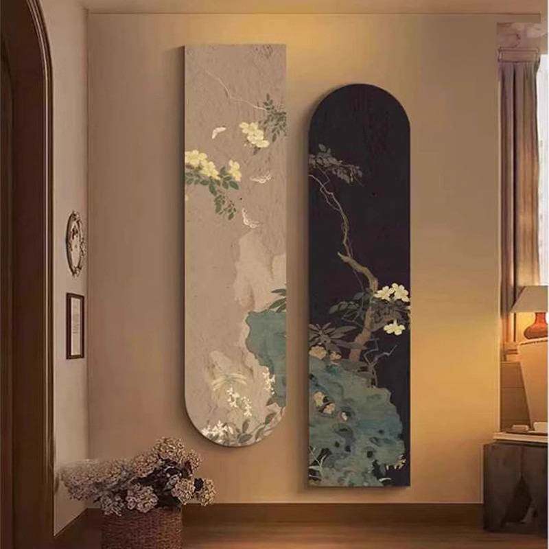 宋代美学中古风玄关装饰画法式复古走廊过道挂画中式高档客厅壁画