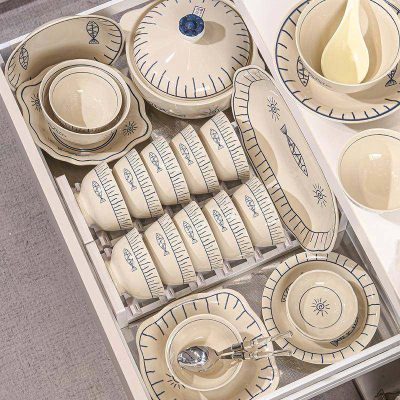 简约日式风陶瓷碗碟套装家用釉下彩饭碗汤碗组合餐具碗盘餐具,餐饮具,碗,淘宝优惠券,粉丝福利购,淘宝优惠卷