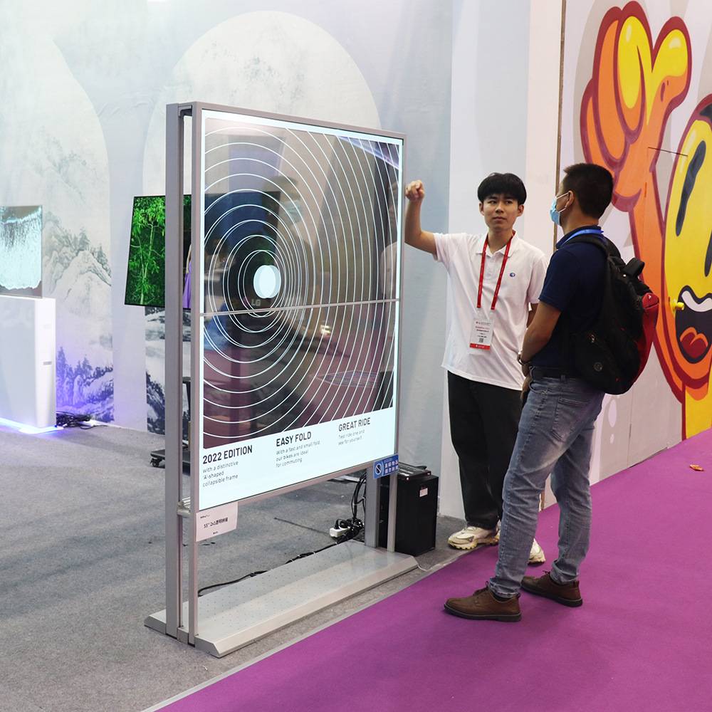 lg55寸oled透明拼接大屏互动3d全息橱窗通透玻璃地铁车窗显示屏