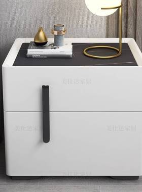 ft灰色烤漆全实木床头柜智能指纹锁岩板轻奢储物柜简约现代多功能