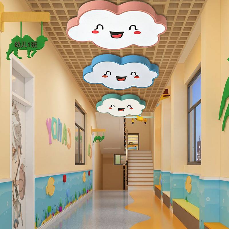 可爱儿童房卡通灯粉色造型教室走廊灯幼儿园灯具led创意云朵吊灯