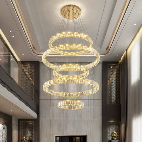 复式楼大吊灯现代轻奢别墅创意客厅灯酒店大堂售楼部loft楼梯吊灯