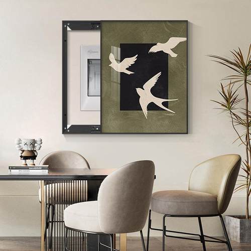 中古风电表箱装饰画2025新款强弱配电箱开关盒遮挡挂画竖款免打孔