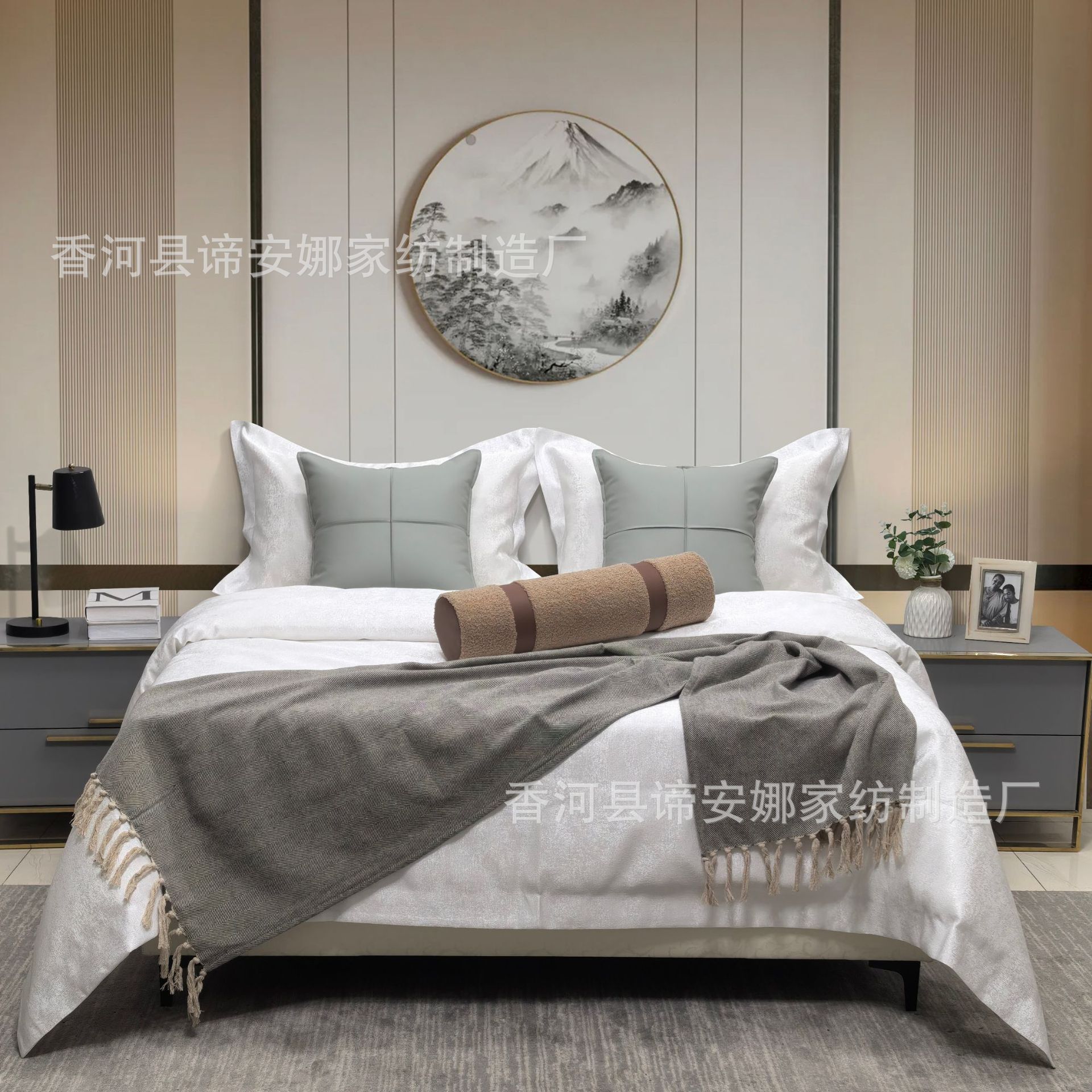 软装搭配 展厅样板间 家具配套床品 现代轻奢 简约港式床上用品