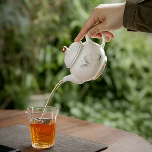 羊脂玉瓷茶壶大容量单壶中式家用高档陶瓷茶具套装功夫白瓷泡茶器