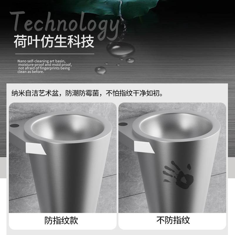 不锈钢立柱盆洗手台盆学校幼儿园小户型卫生间落地墙角三角洗脸盆