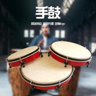 打击乐器儿童手拍鼓多尺寸铃鼓红色手鼓厂家