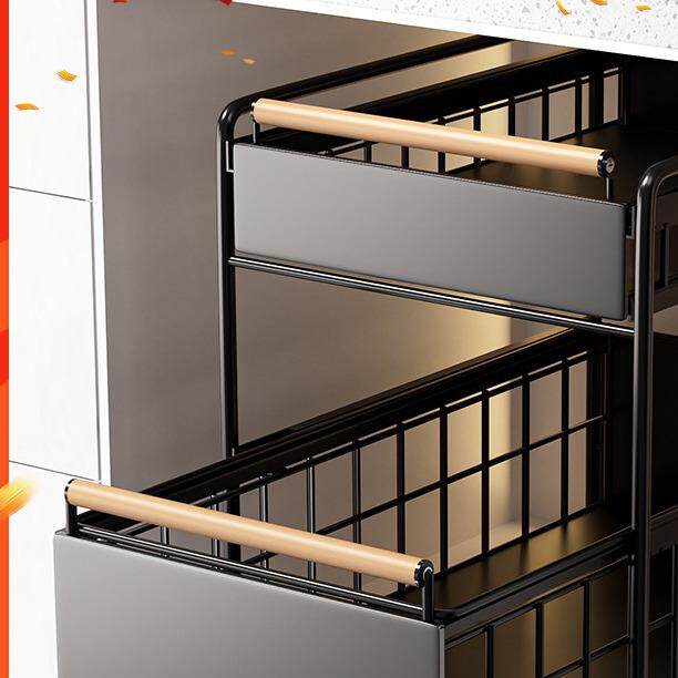 厨房橱柜拉篮下水槽置物架多功能碗碟调料收纳抽拉式分层整理架子