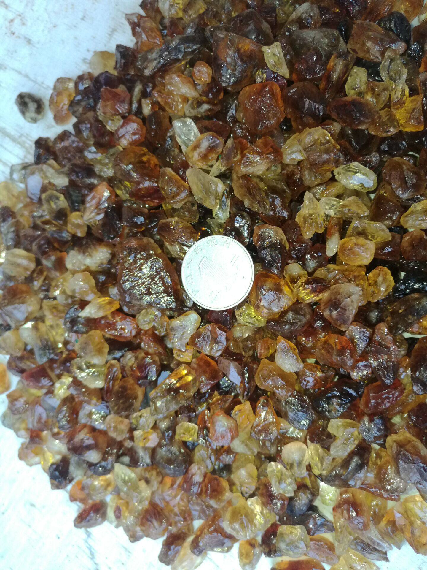 天然巴西黄水晶原石未打磨水晶矿物晶体原料珠子料