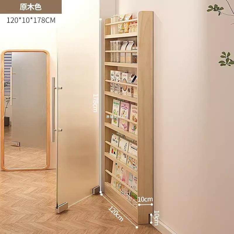 壁挂书架实木书柜门后缝隙收纳柜多层芝士薄柜夹缝置物窄柜子,收纳整理,书桌收纳置物架,淘宝优惠券,粉丝福利购,淘宝优惠卷