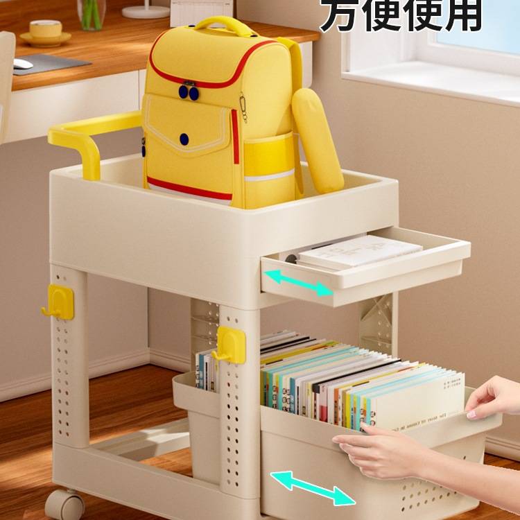 书架置物架落地可移动学生家用书包桌面收纳一体靠墙边窄简易书柜