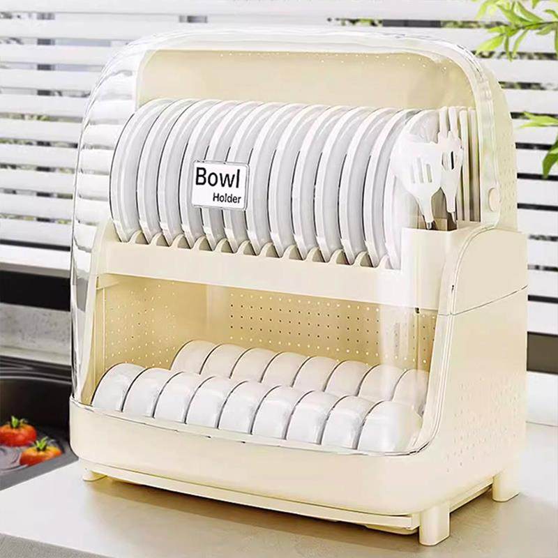 碗柜厨房碗筷收纳盒家用塑料带盖双层置物架子装碗碟盘子沥水碗架,厨房/烹饪用具,抹布架/厨房清洁收纳架,淘宝优惠券,粉丝福利购,淘宝优惠卷