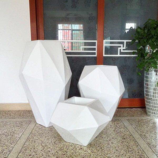 立体菱形落地花瓶商场大堂大花器花瓶花盆欧式简约会所样板房摆件