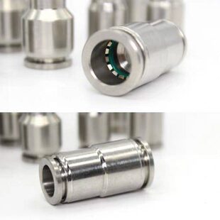 304不锈钢快插直通中间接头双头快插气源软管接头PU气管快速接头