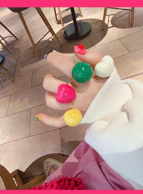 糖果色圆形豆h豆开口2024年新款潮时尚独特创意戒指女