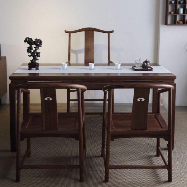 北美黑胡桃木新中式长方形马蹄茶桌原木茶室书桌,住宅家具,家用茶台/茶桌,淘宝优惠券,粉丝福利购,淘宝优惠卷