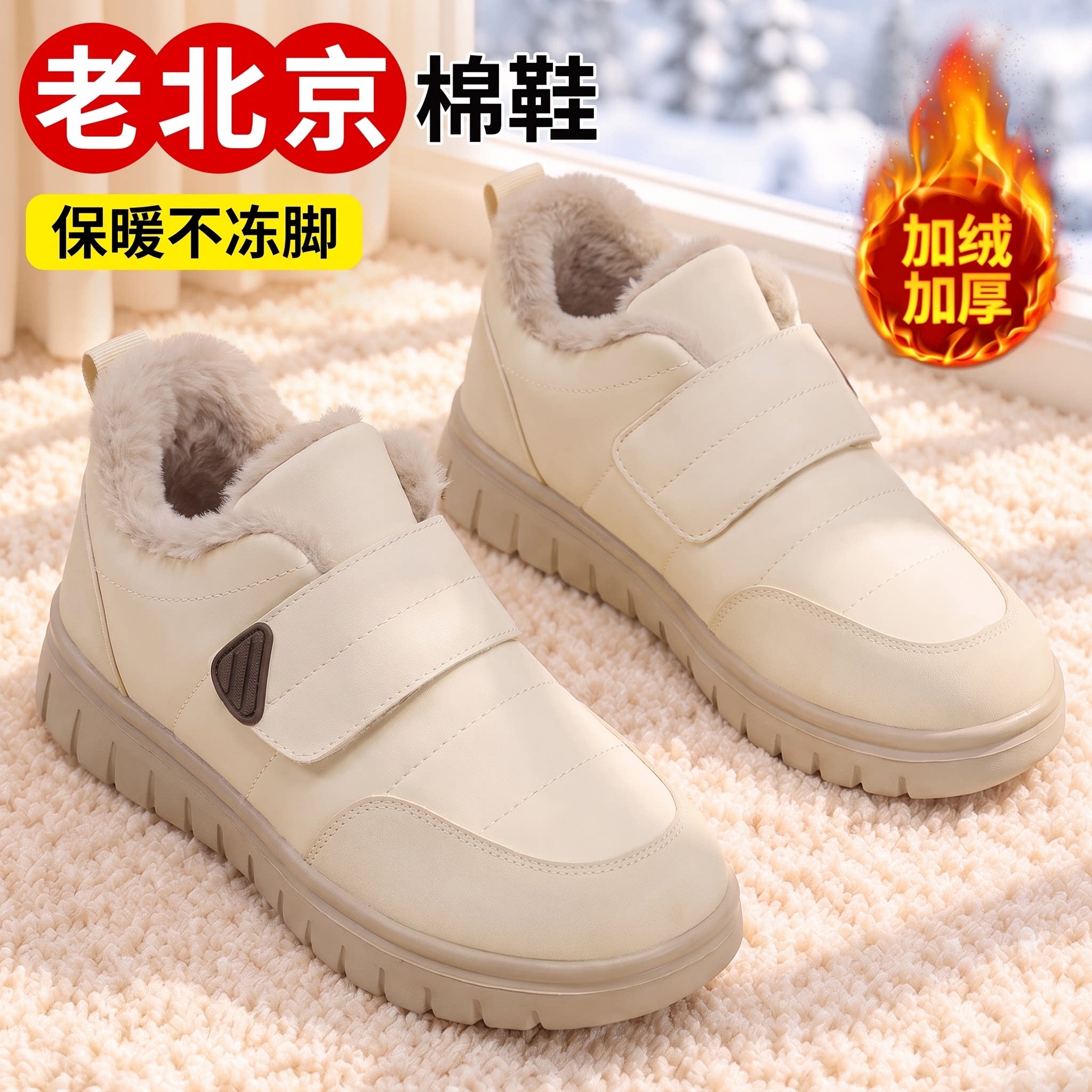 老北京棉鞋女冬季新款加绒保暖加厚中老年高帮女鞋软底防滑妈妈鞋