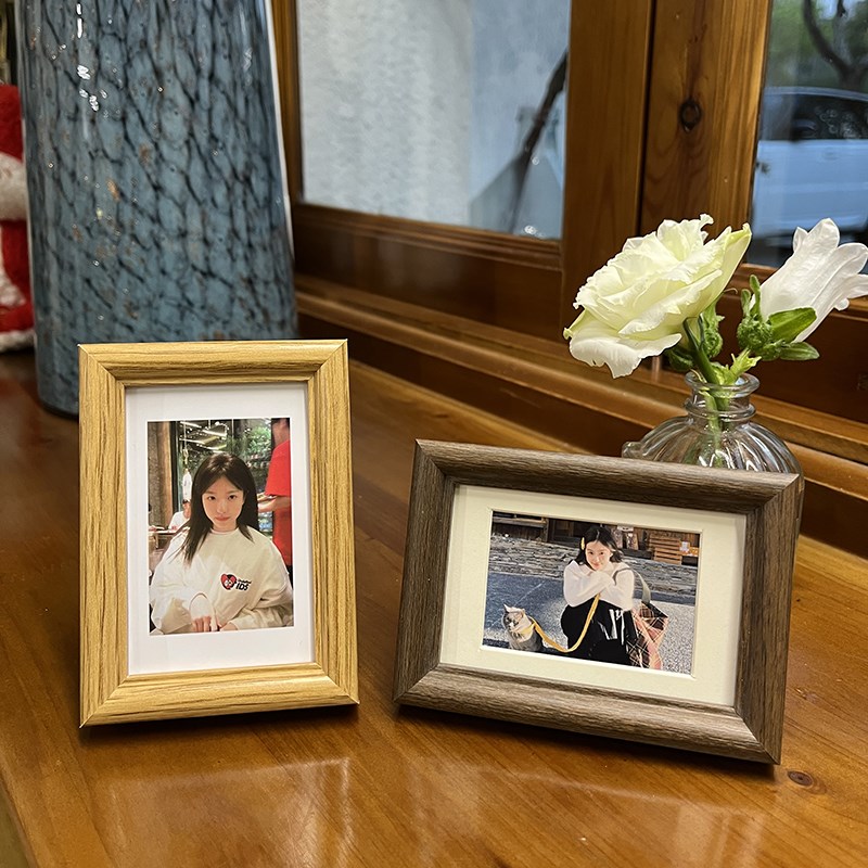 迷你小卡拍立得相框摆台3寸2木质洗照I片做成情侣照片展示框架定