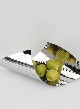 北欧创意金属卷边托盘家居餐x桌样板房间桌面客厅酒柜工艺品摆件