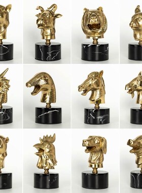 中式冷铸铜十二生肖兽首摆件家居饰品创意酒柜客厅电W视柜玄关摆