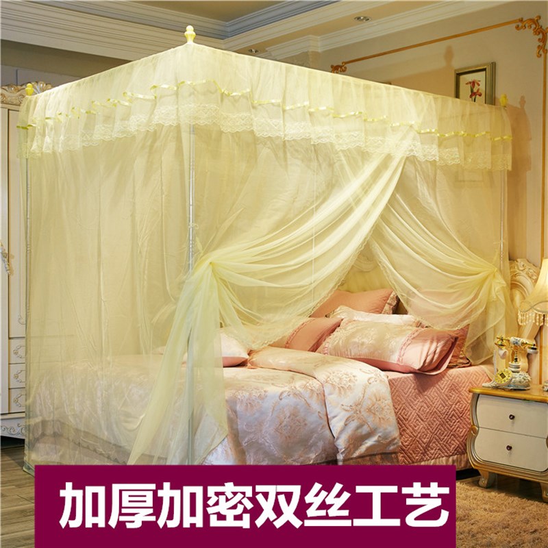 三开门蚊帐单开门i1.8m床家用1.5加厚加密老式纹帐1.2米支架杆2米