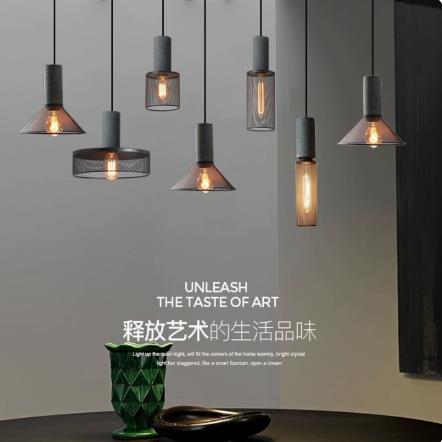 北欧餐厅吊灯三头吧台灯创意个性咖啡厅服装店橱窗水泥工业风灯饰