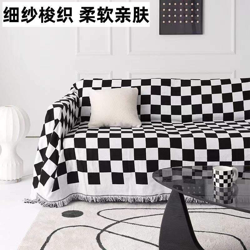 北欧沙发盖布ins风沙发套高级感全盖沙发巾防猫抓耐脏线毯沙发布
