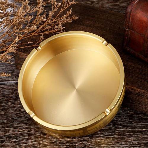 纯黄铜大号百福金属烟灰缸高级感家用客厅中式风格茶台茶桌办南舟