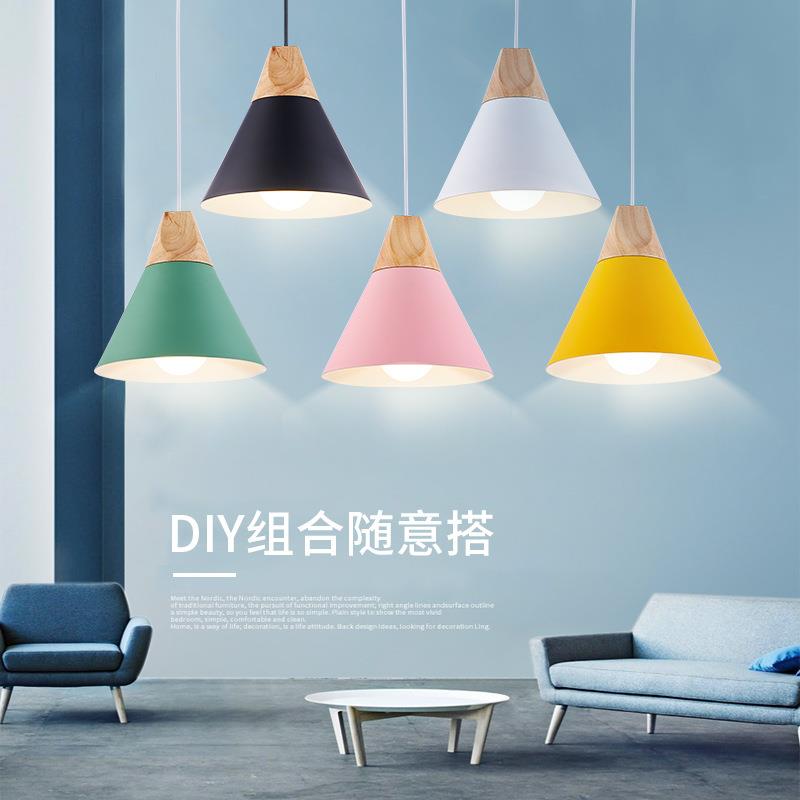 北欧简约led吊灯吧台客厅咖啡厅吊灯创意个性单头实木餐厅吊灯