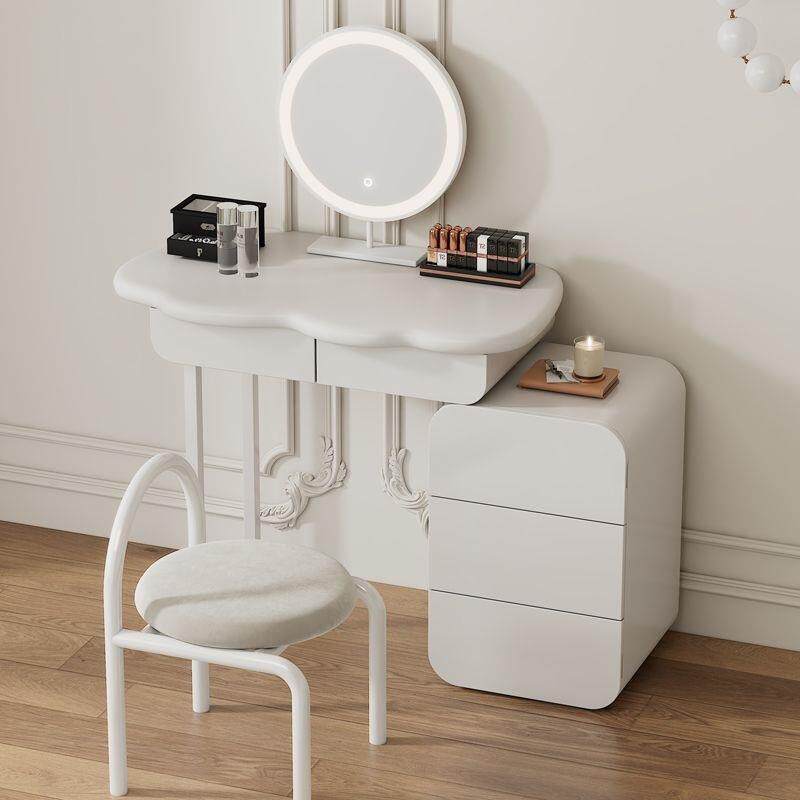 法式梳妆台奶油风收纳柜一体小户型房间化妆桌卧室家用简约白色
