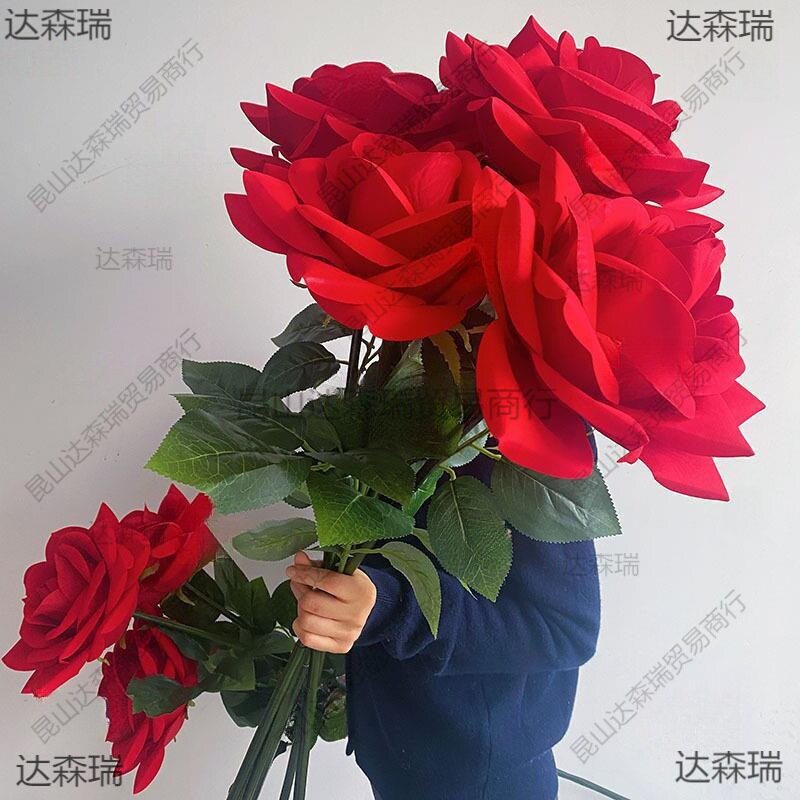 一支巨大玫瑰花一束巨大号巨型红玫瑰仿真花假花超大号单只情人节
