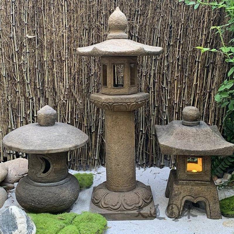 太阳能石灯笼青石仿古做旧石灯宫灯庭院灯草坪灯日式庭院装饰摆件