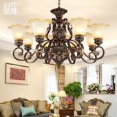 楼大厅灯饰餐厅卧室美式 别墅客厅吊灯欧式 复古灯具乡村大气复式 灯