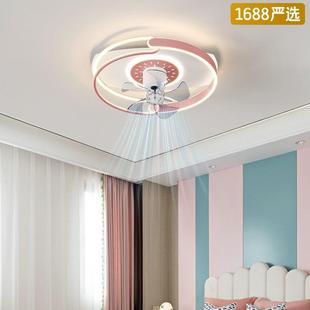 风扇灯现代简约静音摇头电扇一体吸顶灯男孩女孩房间灯 严选