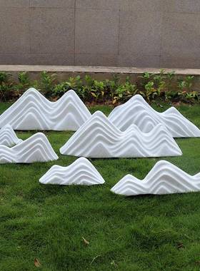 仿石头造景室内白色假山切片组合酒店展厅布置雪浪石店铺橱窗装饰