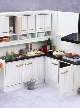 1:12娃娃屋dollhouse迷你厨房场景白色厨房2件套