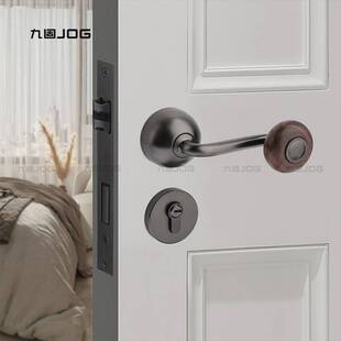 九固卧室门锁房间门把锁卫生间室内机械门把手原木家用磁吸分体锁