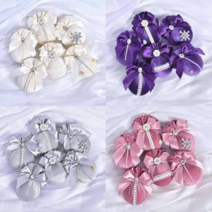 饰品 6pcs天鹅绒钻石布包圣诞球节庆场地装 跨境新款 圣诞树挂饰8CM