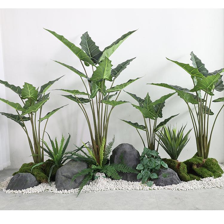 仿真绿植萨利安海芋盆栽跨境室内橱窗装饰造景仿真海芋仿生植物