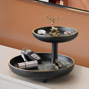 新中式入户玄关放钥匙摆件创意客厅茶几桌面收纳托盘轻奢风装饰品