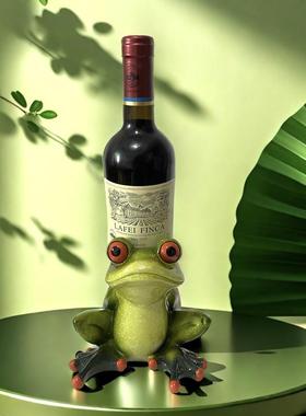 亚马逊跨境热卖红酒架青蛙创意小雕塑办公室树脂工艺品摆件