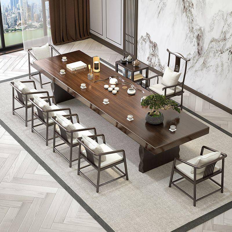 实木大板茶桌客厅长桌家用茶室办公室茶台泡茶桌椅组合整套