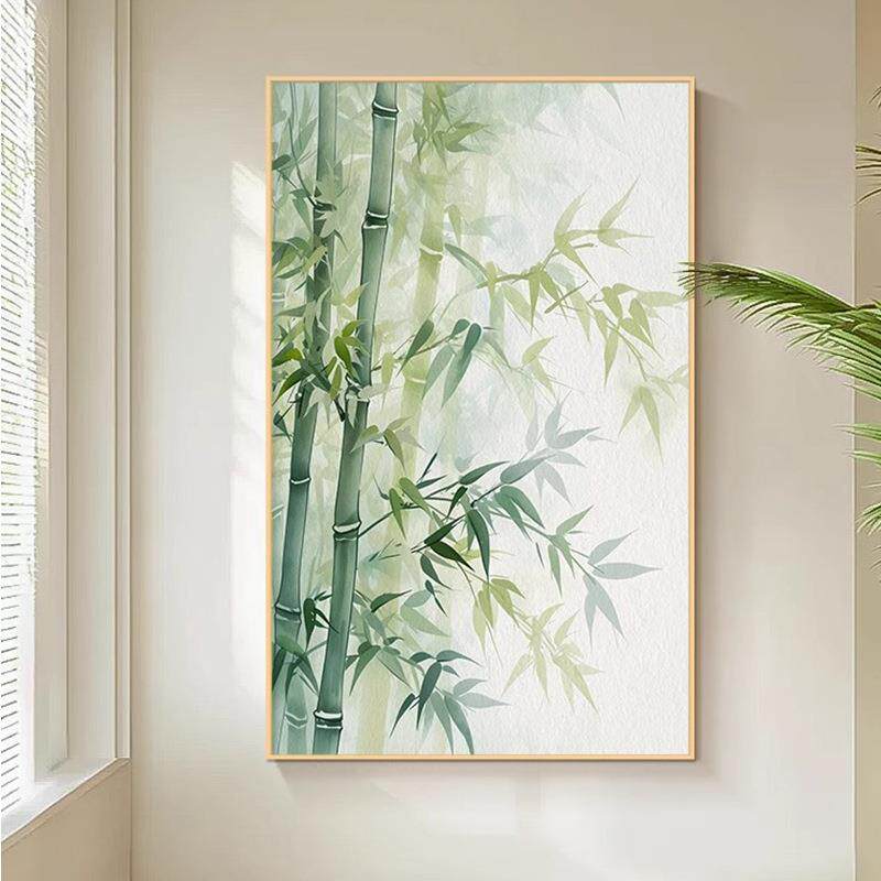 富贵竹-新中式绿色竹子装饰画走廊过道竹报平安客厅节节高升挂画
