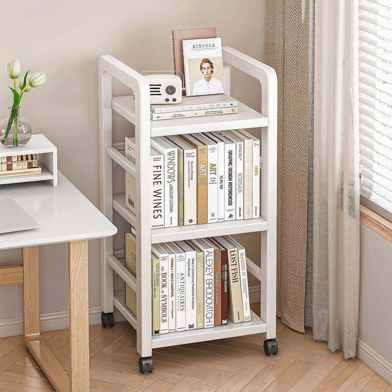 书架置物架落地多层收纳架铁艺窄缝家用架子书桌旁简易移动小书柜
