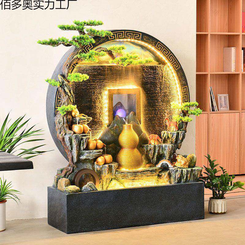 办公室风水轮流水摆件水幕墙流水屏风玄关水景观开业装饰招财摆件