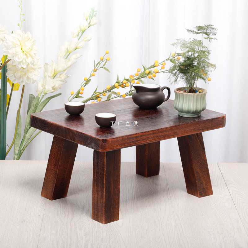 木制榻榻米桌子 日式复古喝茶桌茶台 木质长方形小矮桌 小茶几