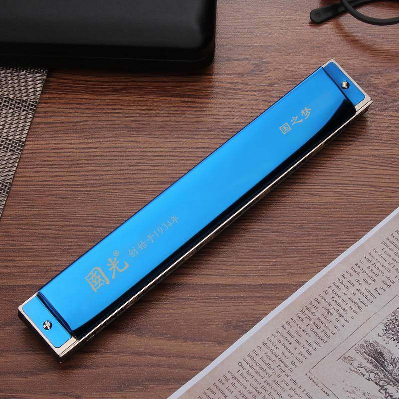 上海国光28孔宽音域口琴复音C调初学送礼重音口琴28孔宽音域口琴