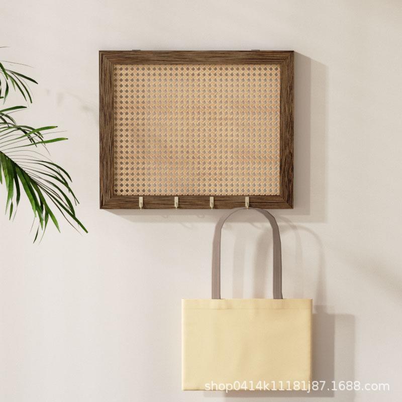 实木墙壁藤编挂钩式挂画遮挡遮挡盒装饰玄关墙面配电箱客厅电表盒