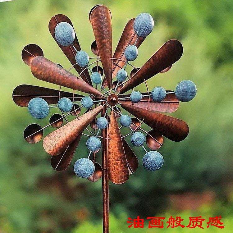 亚马逊EBAY热欧美庭院子天井摆插件设计师斑点彩绘铁艺户外大风车